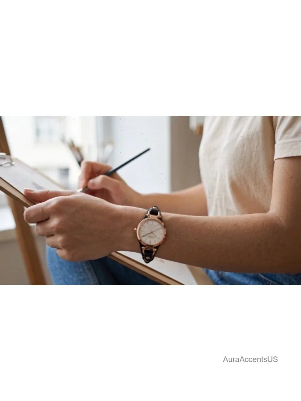 Women's Simple Leather Strap Watch Analog Quartz Small Thin Wristwatch